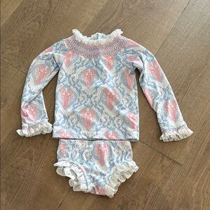 Kids Swim Set with Pink and Blue Lobster Print
